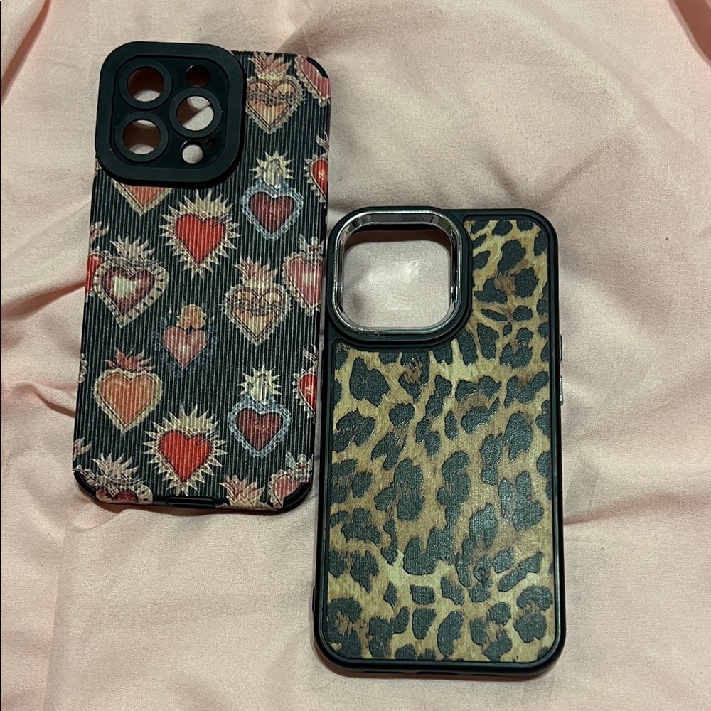 Heart and Leopard Print Phone Cases